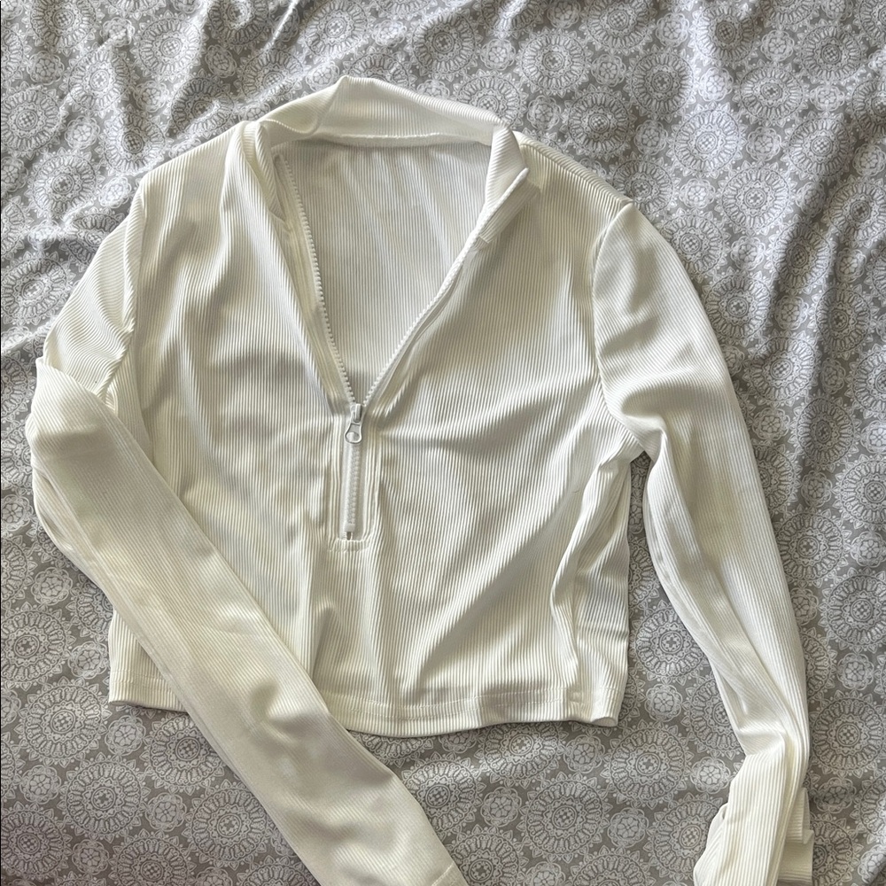 Elegant White Zip-Up Women's Top